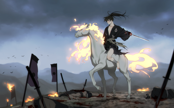 Anime Dororo Hyakkimaru Horse Barefoot Fire HD Wallpaper | Background Image