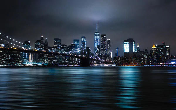  New York City Night Lights, Cityscape by David Skyrius