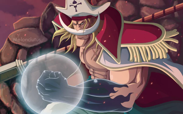 HD PC desktop wallpaper featuring Edward Newgate from the anime One Piece, showcasing his powerful stance and iconic white mustache in vibrant colors.