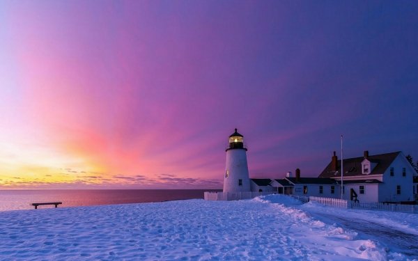 Man Made Lighthouse Buildings Sunset Winter HD Wallpaper | Background Image