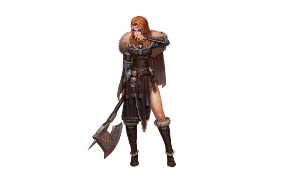 Fantasy Viking Weapon Woman Warrior Redhead HD Wallpaper | Background Image