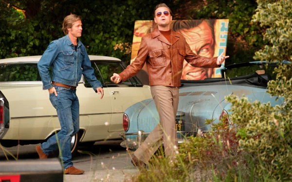Cliff Booth Rick Dalton Leonardo Dicaprio Brad Pitt movie Once Upon A Time In Hollywood HD Desktop Wallpaper | Background Image