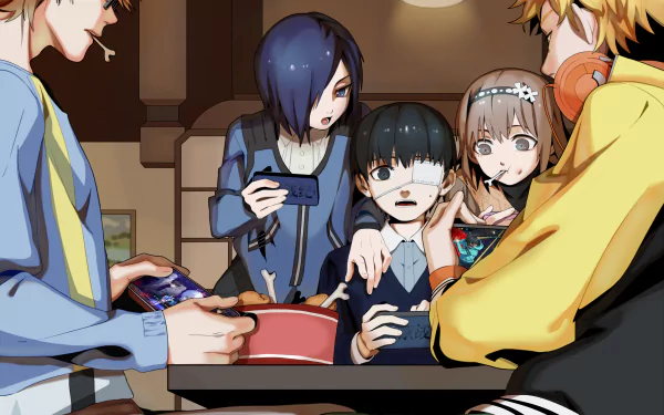Hinami Fueguchi Nishiki Nishio Hideyoshi Nagachika Touka Kirishima Ken Kaneki Anime Tokyo Ghoul HD Desktop Wallpaper | Background Image