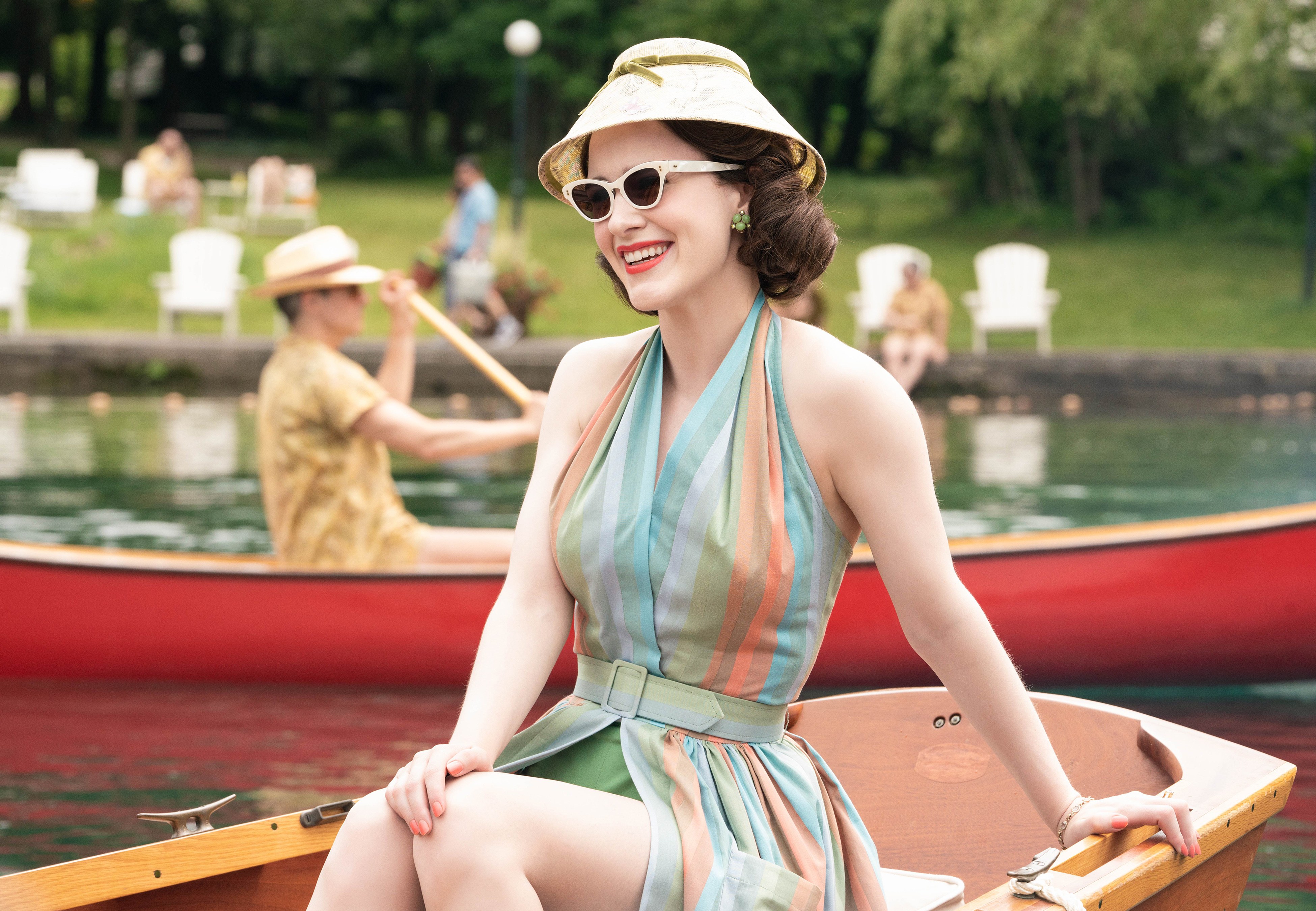 Download Hat Smile Boat Sunglasses Brunette Rachel Brosnahan Actress 