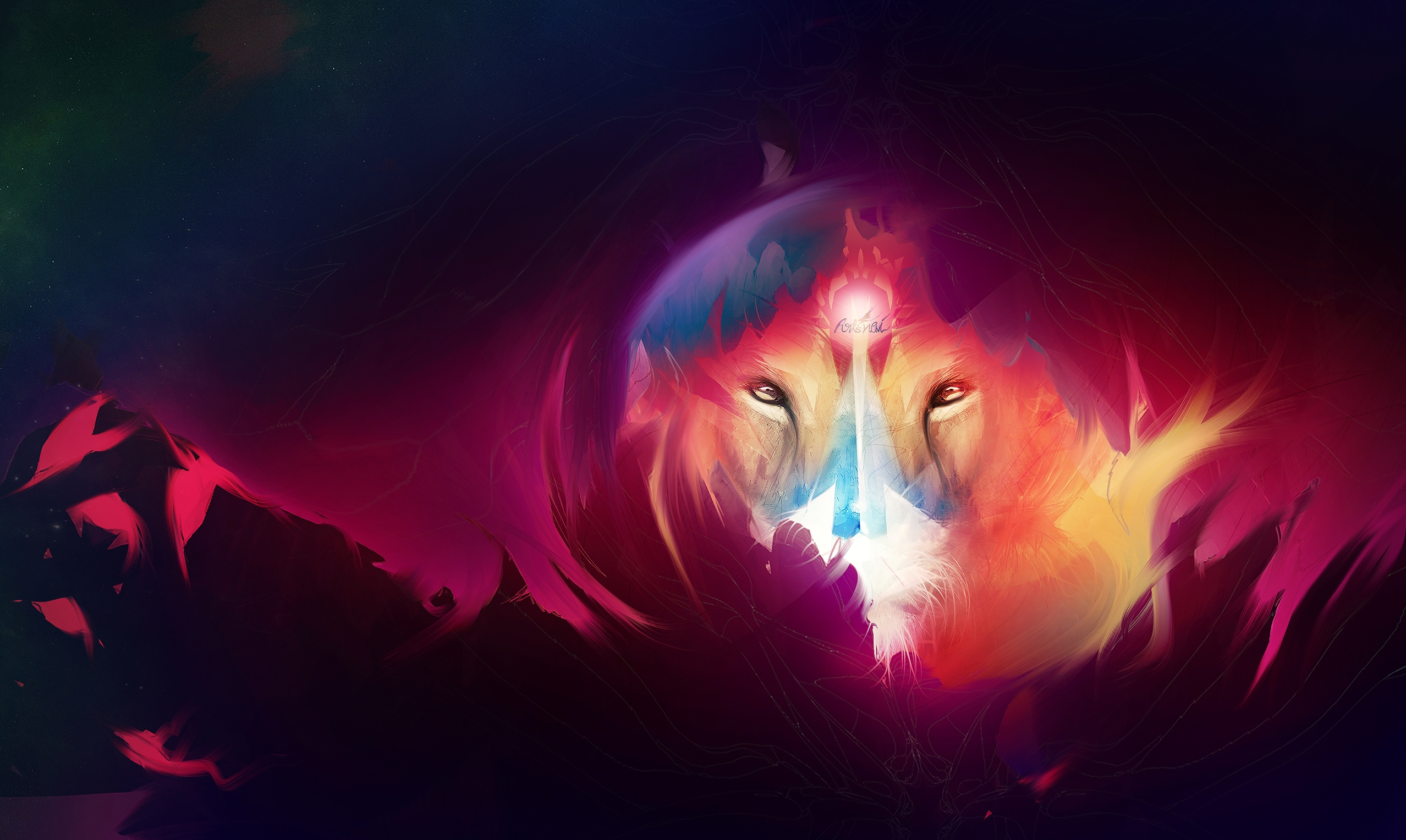 Desktop wallpaper: artistic representation of a majestic lion. #Animal #Artistic #Lion