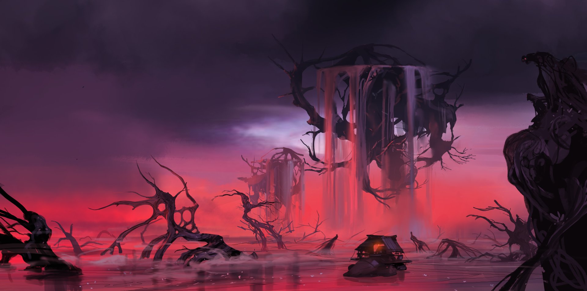 Download Landscape Waterfall Fantasy House Fantasy Landscape 4k Ultra HD Wallpaper by gerezon