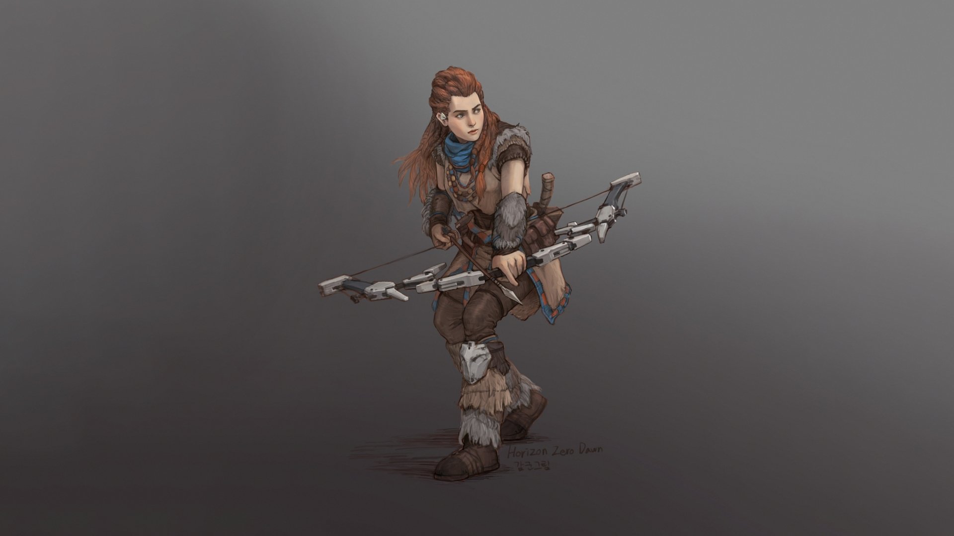 Download Hunter Orange Hair Aloy (Horizon Series) Bow Archer Video Game Horizon Zero Dawn 4k Ultra HD Wallpaper by Sanghyun Kam