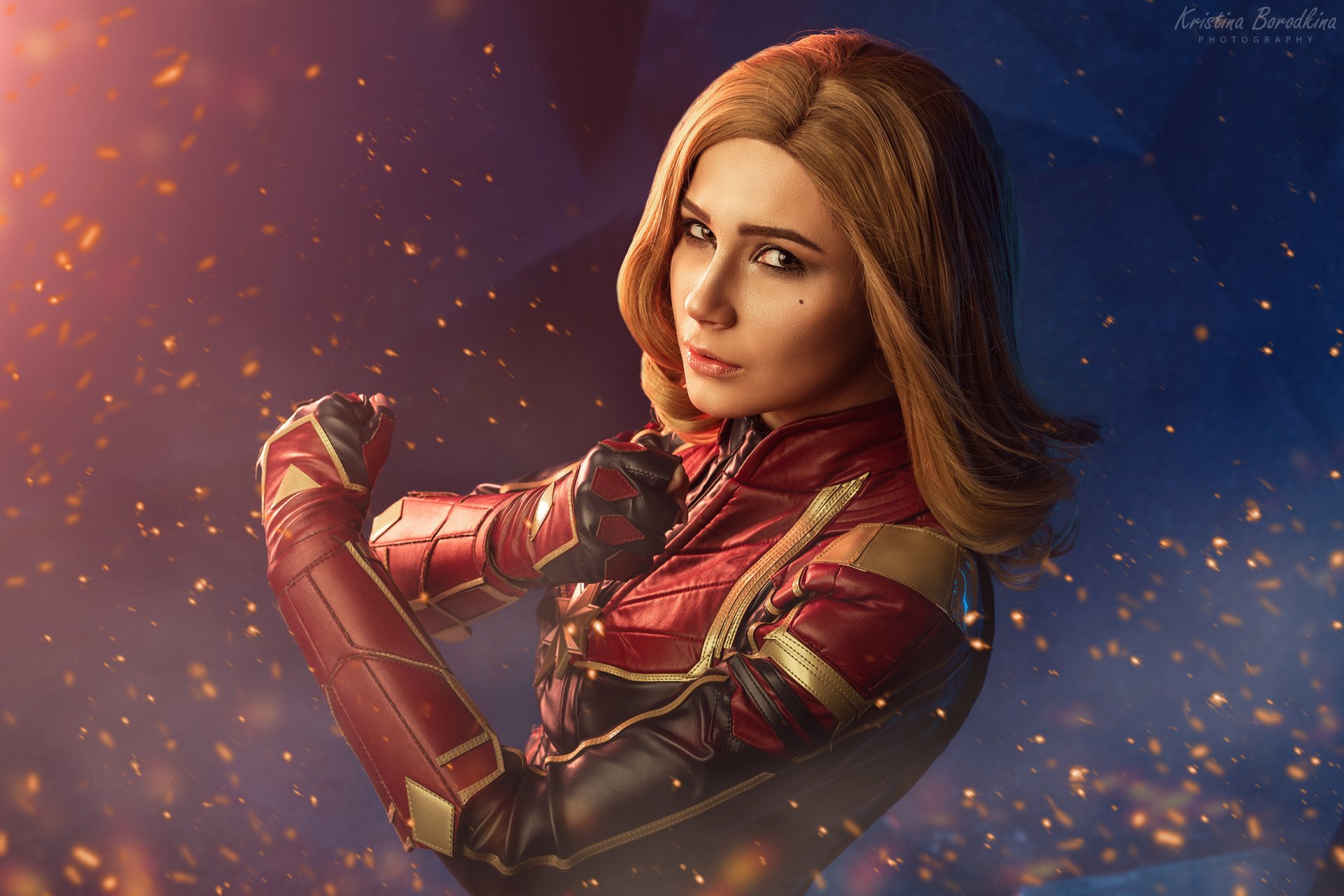 Download Captain Marvel Blonde Woman Cosplay HD Wallpaper by Kristina Borodkina