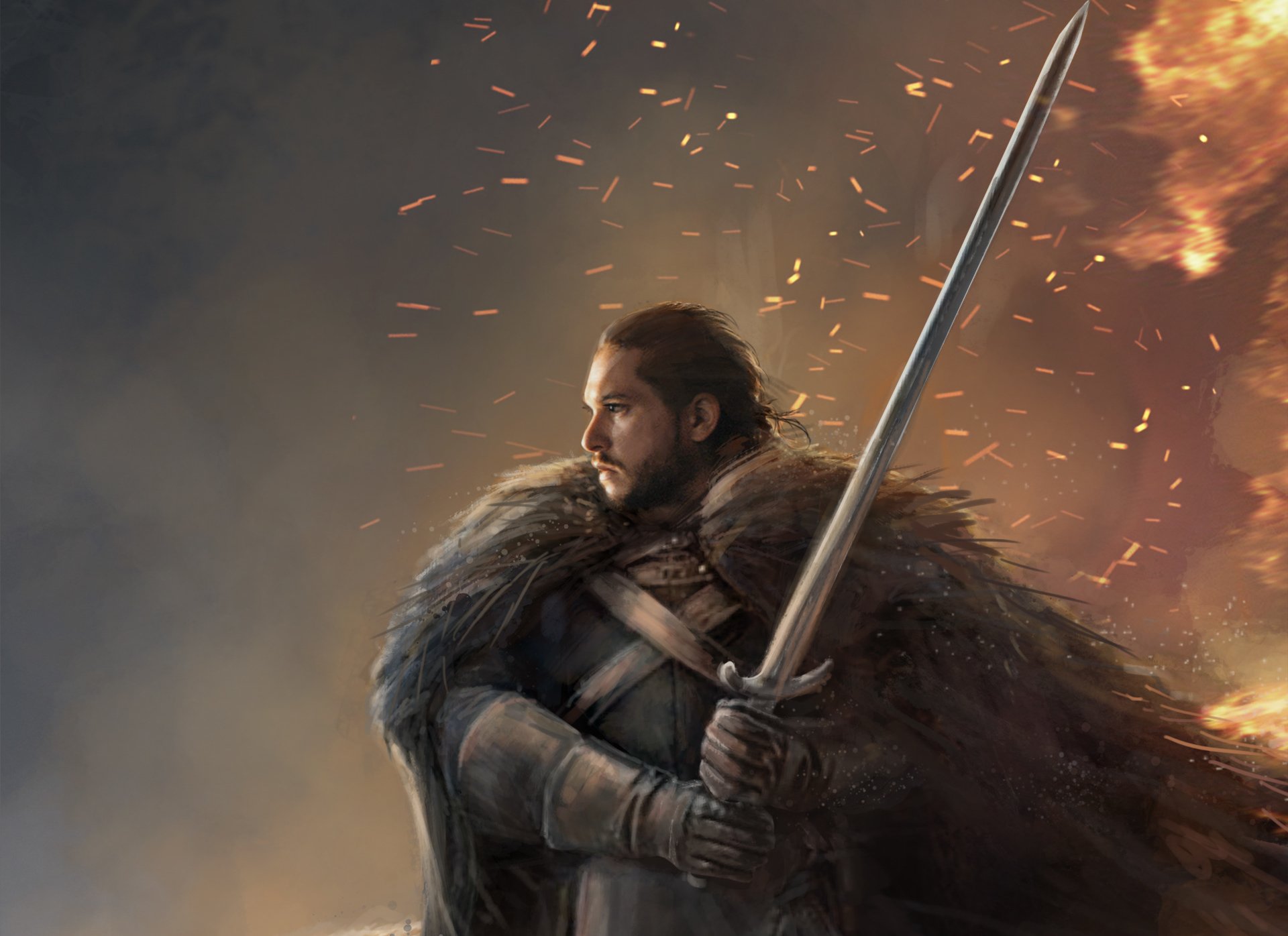 Download Warrior Sword Jon Snow TV Show Game Of Thrones HD Wallpaper by Pablo Olivera