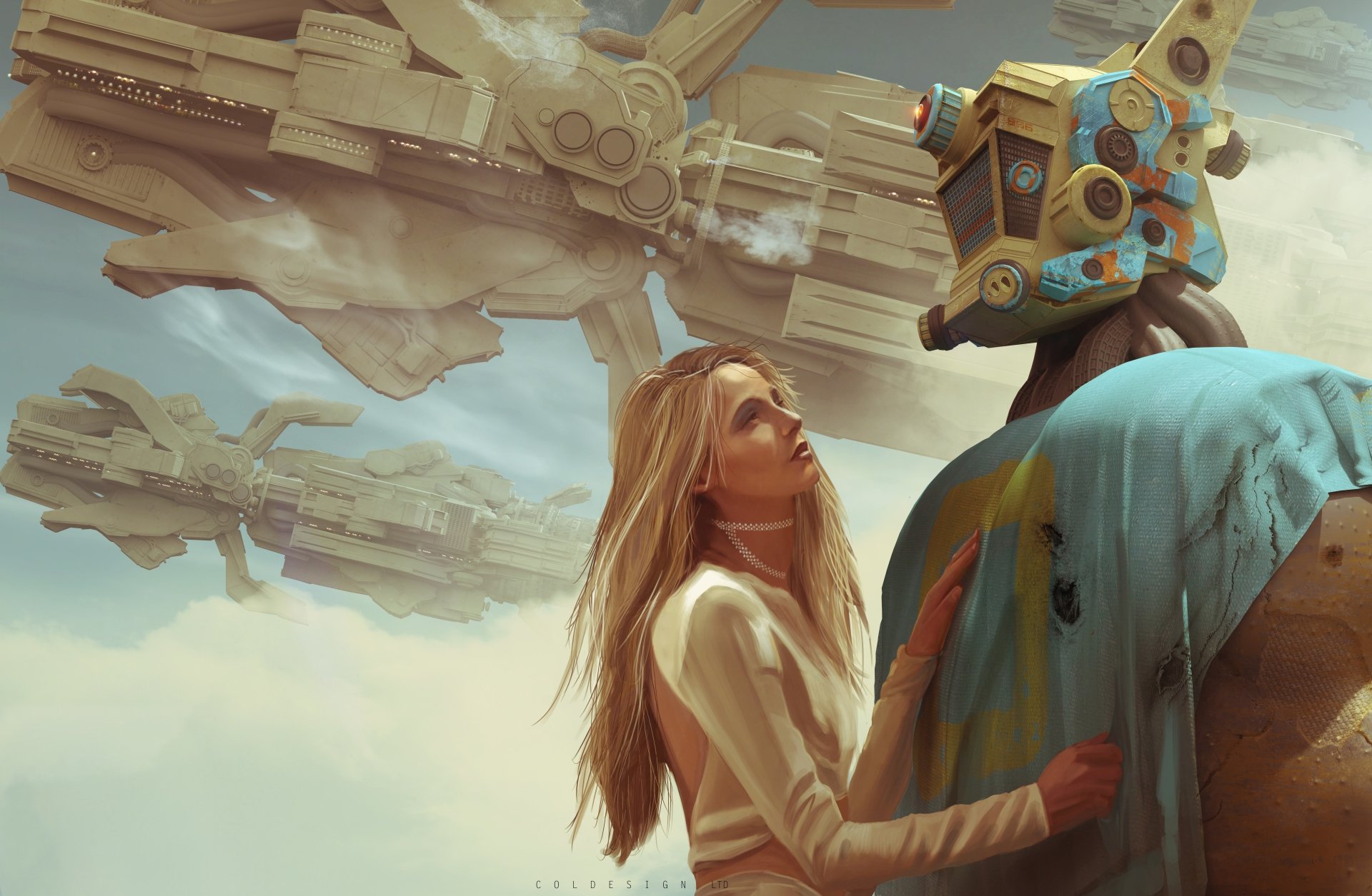 Download Love Blonde Spaceship Sci Fi Robot 8k Ultra HD Wallpaper by Col Price