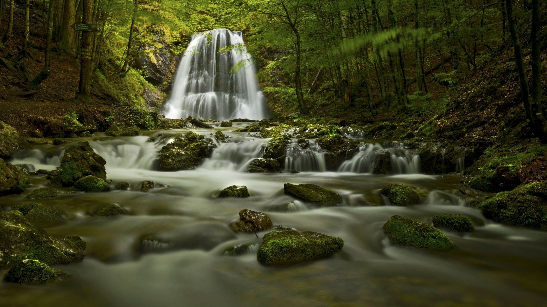 Download Greenery Stream Nature Waterfall 4k Ultra HD Wallpaper