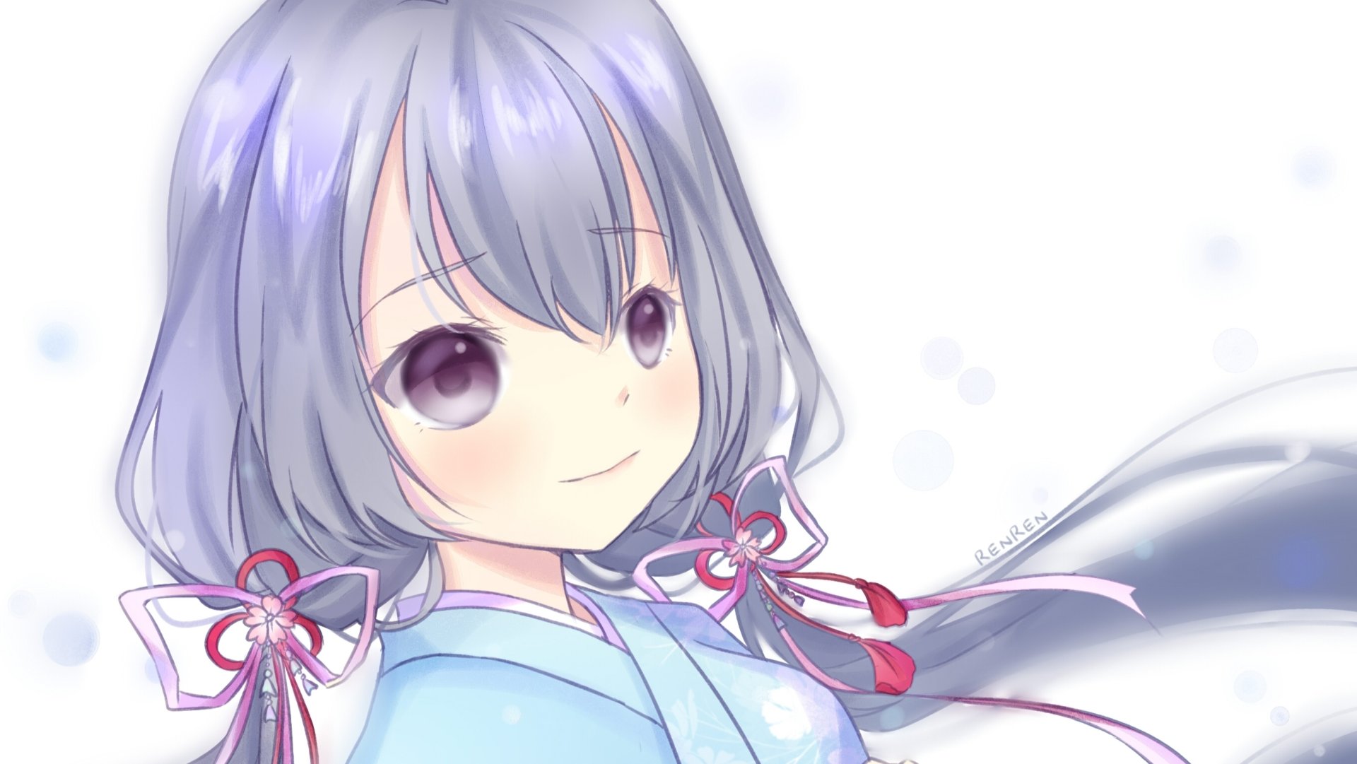 Download Purple Eyes Grey Hair Anime Original HD Wallpaper by Renren