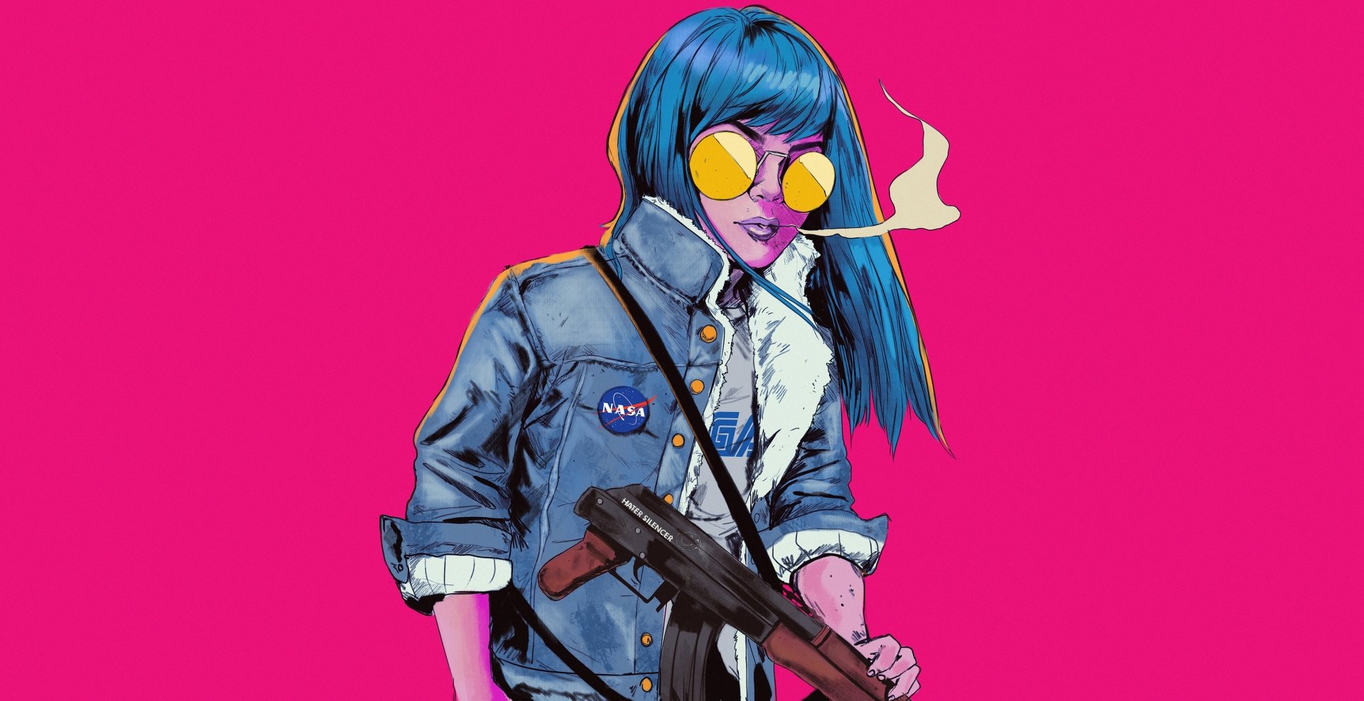 Download Sunglasses Blue Hair Woman Artistic 4k Ultra HD Wallpaper by Bruno Ferreira