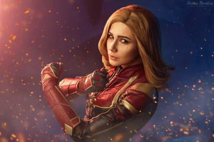 Captain Marvel blonde woman cosplay HD Desktop Wallpaper | Background Image