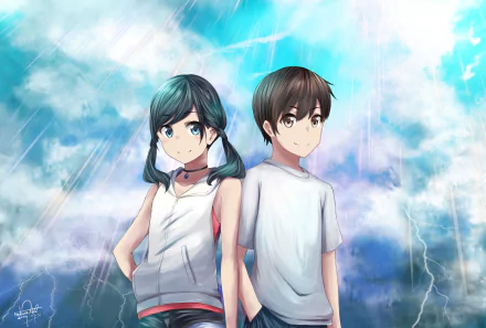 Hina Amano Hodaka Morishima Anime Weathering with You HD Desktop Wallpaper | Background Image