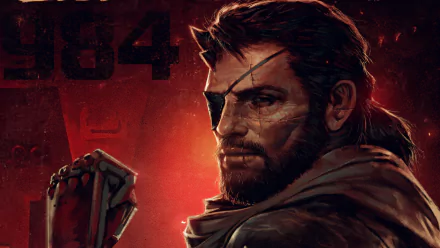 HD PC desktop wallpaper featuring Venom Snake from Metal Gear Solid V: The Phantom Pain, capturing the intense and rugged atmosphere of the iconic video game.
