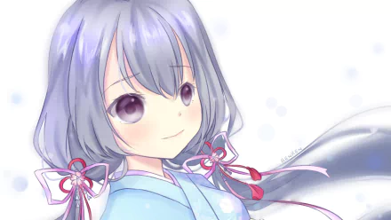 purple eyes grey hair Anime Original HD Desktop Wallpaper | Background Image
