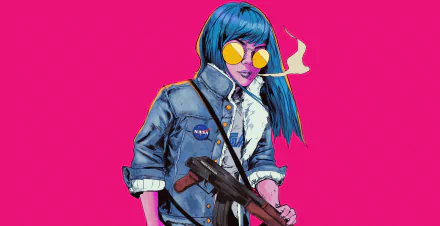 sunglasses blue hair woman artistic HD Desktop Wallpaper | Background Image