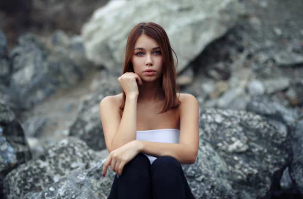 blue eyes brunette woman model HD Desktop Wallpaper | Background Image