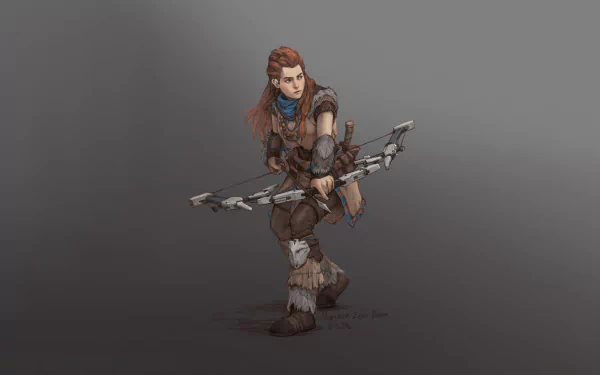 hunter orange hair Aloy (Horizon Series) bow archer video game Horizon Zero Dawn HD Desktop Wallpaper | Background Image