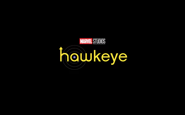 Marvel Studios Hawkeye TV show logo featured in a sleek 4K Ultra HD PC desktop wallpaper with a black background and yellow text.