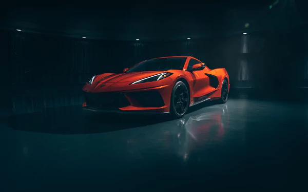 supercar orange car car Chevrolet Chevrolet Corvette vehicle Chevrolet Corvette (C8) HD Desktop Wallpaper | Background Image