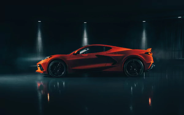 supercar orange car car Chevrolet Chevrolet Corvette vehicle Chevrolet Corvette (C8) HD Desktop Wallpaper | Background Image