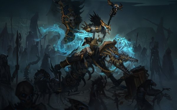 Dark Sorcerer Skeleton Necromancer Undead Creature Magic Staff HD Wallpaper | Background Image