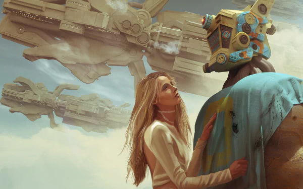 love blonde spaceship Sci Fi robot HD Desktop Wallpaper | Background Image