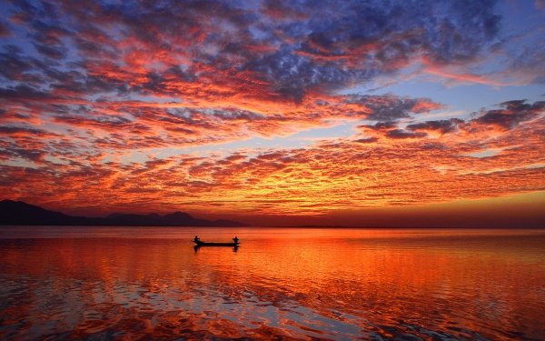 Vehicles Boat Sea Sunset Horizon Cloud Reflection HD Wallpaper | Background Image