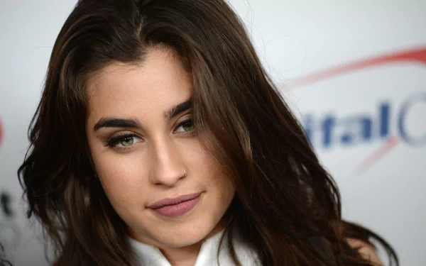 face close-up smile green eyes lipstick brunette singer American music Lauren Jauregui HD Desktop Wallpaper | Background Image