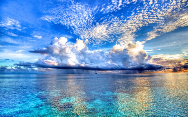 Aarde/Natuur Oceaan Wolk Water Lucht Natuur Horizon Maldives HD Wallpaper | Achtergrond