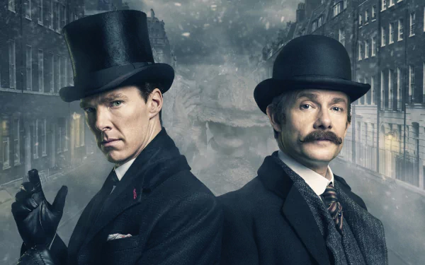 actor English hat Martin Freeman Benedict Cumberbatch movie Sherlock: The Abominable Bride HD Desktop Wallpaper | Background Image