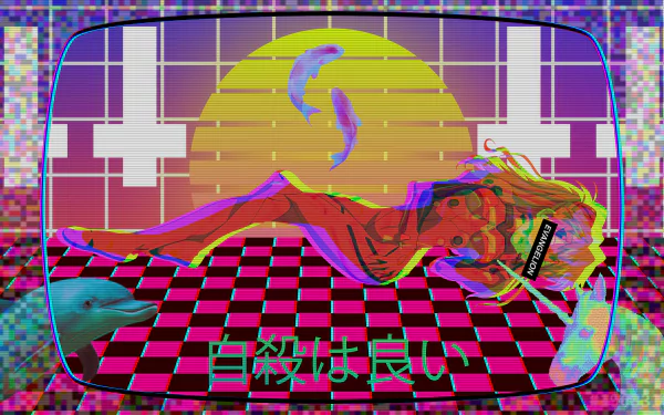 vaporwave Anime Neon Genesis Evangelion HD Desktop Wallpaper | Background Image