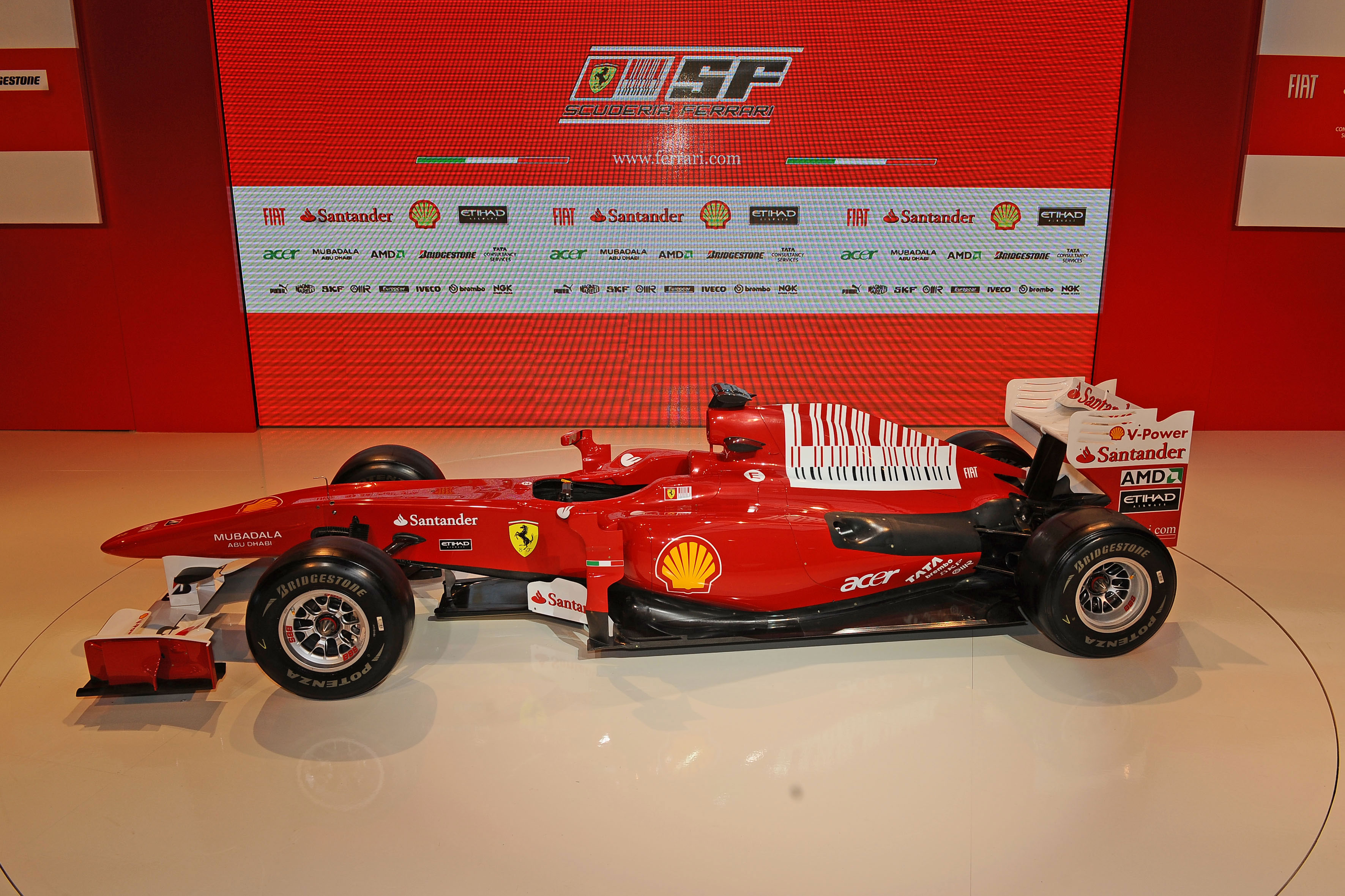 Ferrari F10 sports race car competing in Formula 1