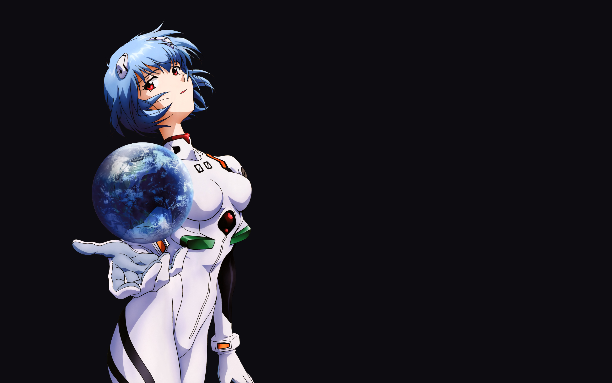 Rei Ayanami from Neon Genesis Evangelion in anime-style desktop wallpaper.