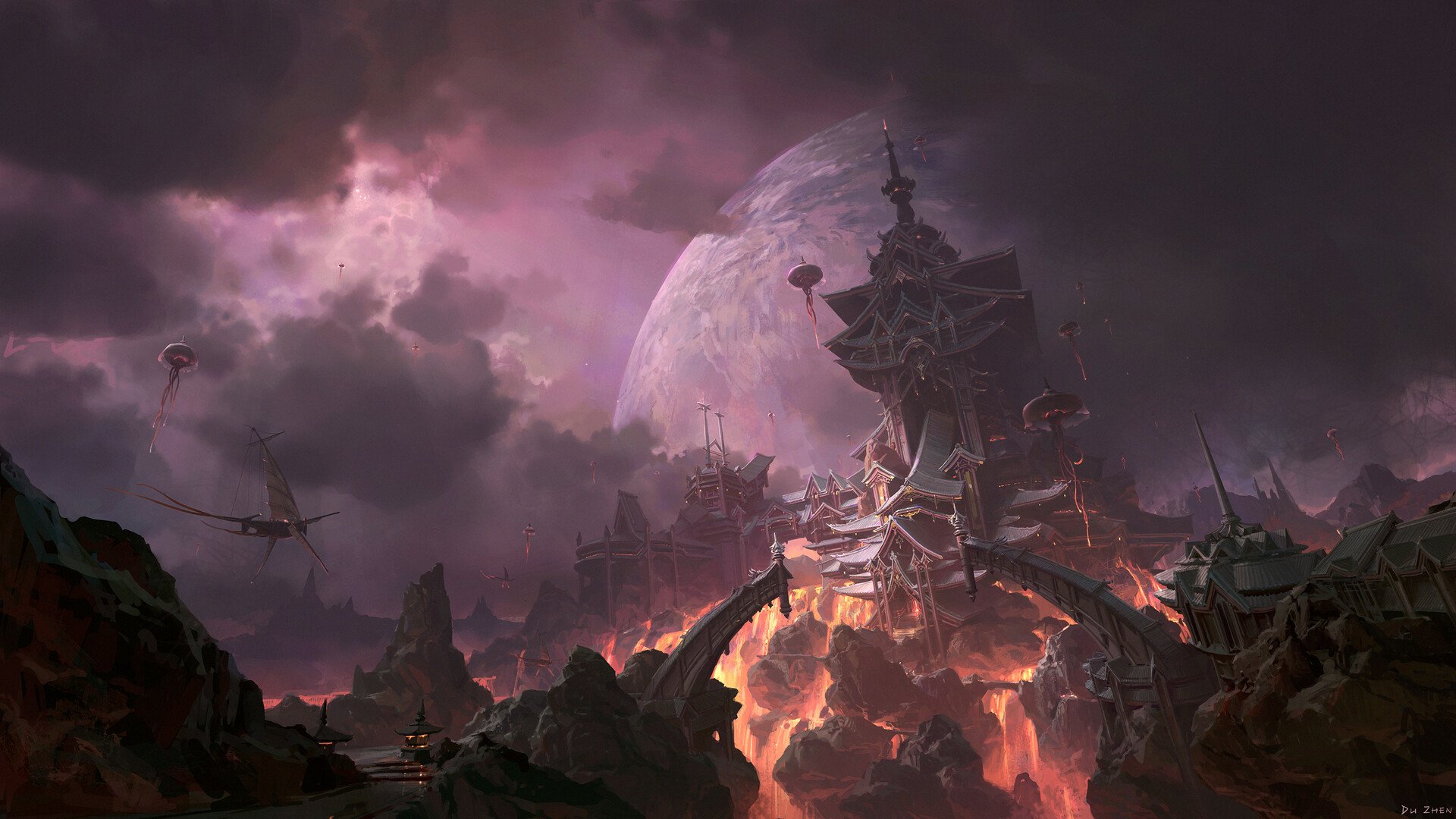 Download Oriental Fantasy Castle HD Wallpaper by Lok Du