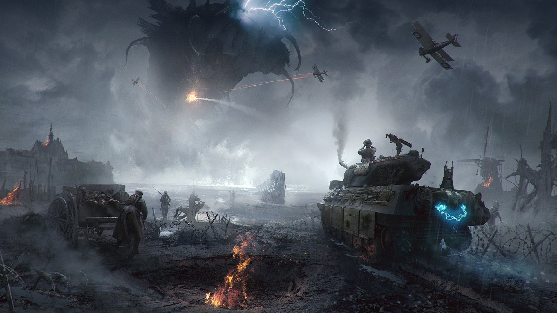 Download Monster World War I Sci Fi Battle HD Wallpaper by Joakim Ericsson
