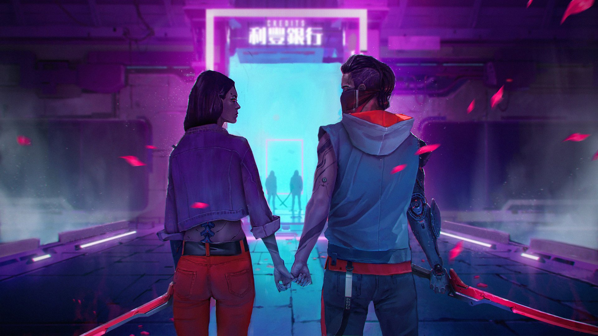 Download Futuristic Couple Love Sci Fi Cyborg 4k Ultra HD Wallpaper by Chin Fong