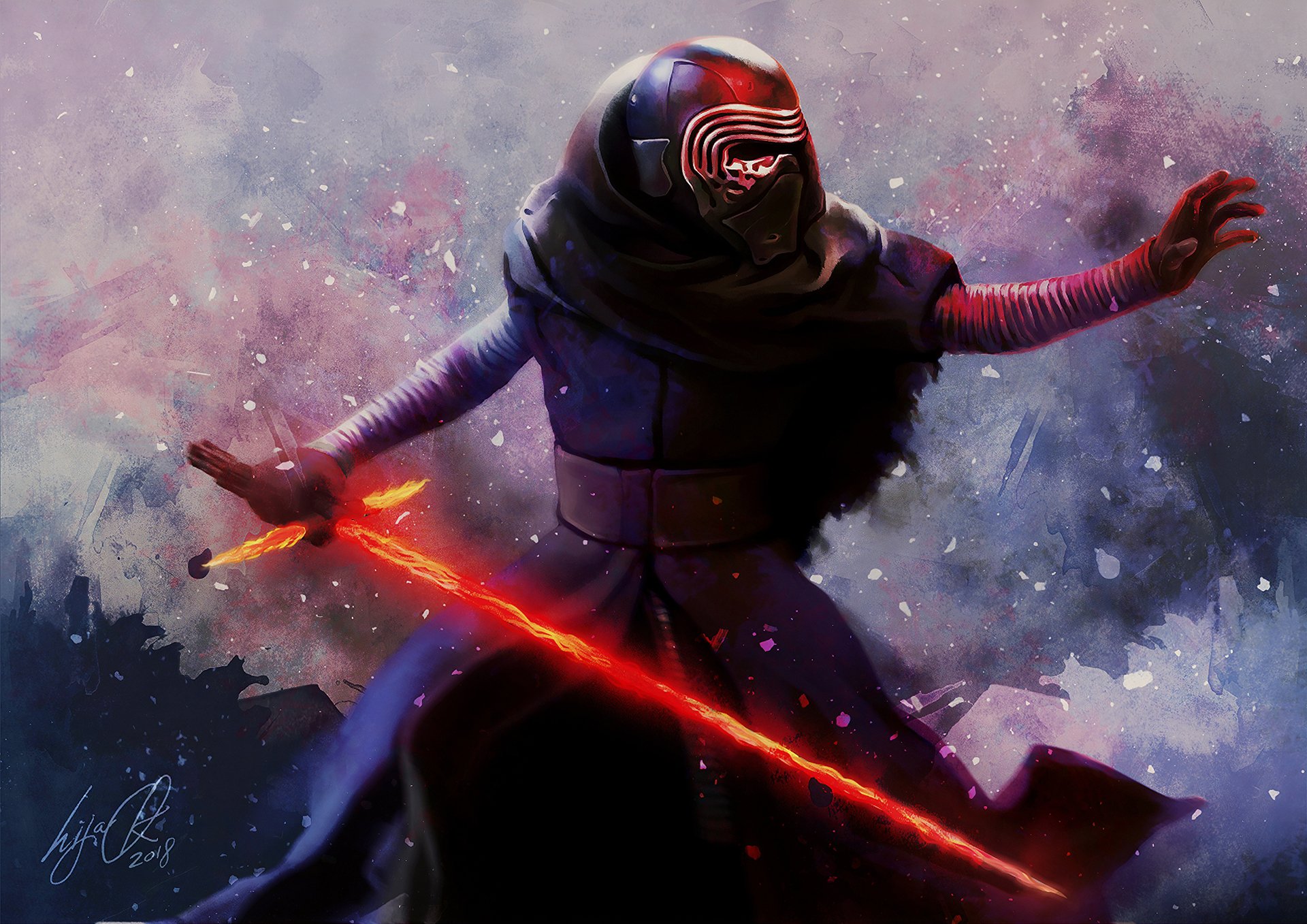 Download Lightsaber Kylo Ren Sci Fi Star Wars 4k Ultra HD Wallpaper by hija-jiyangi