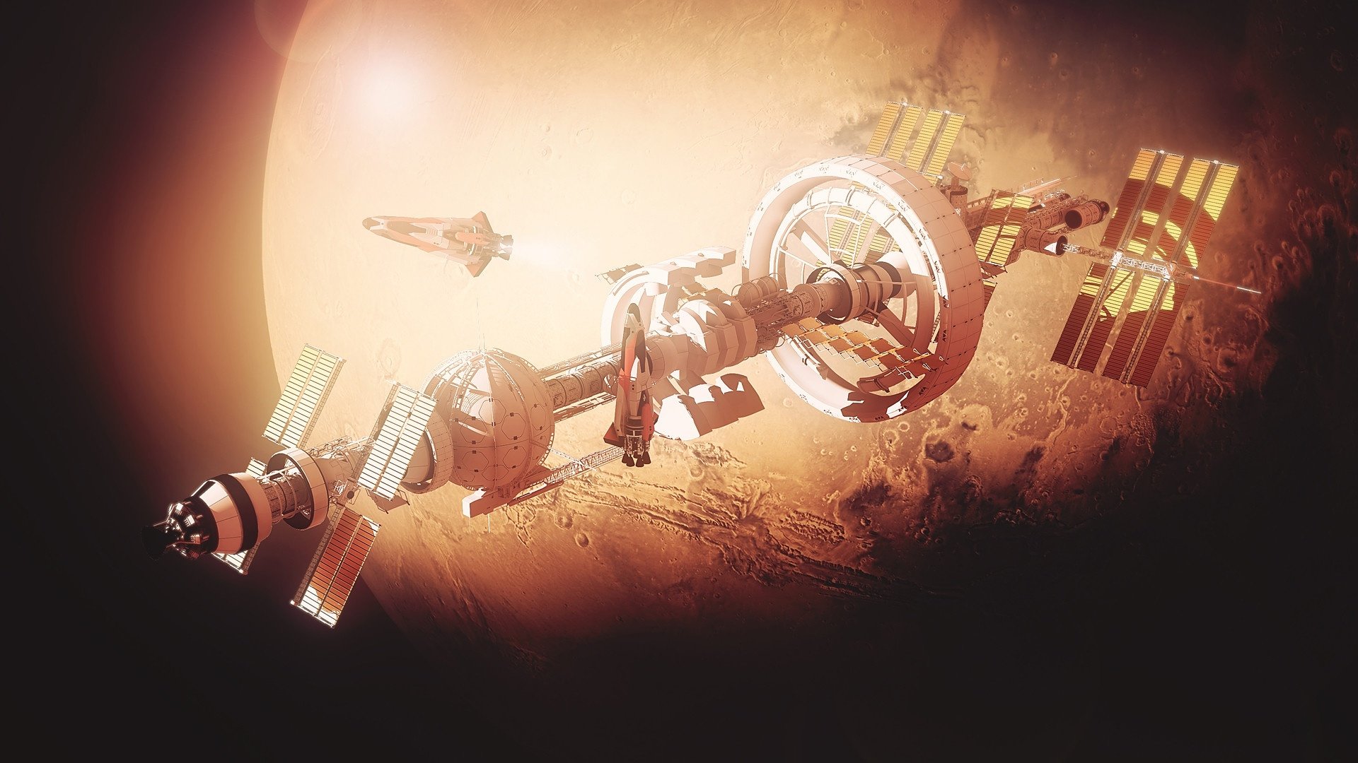 Download Planet Spaceship Space Sci Fi Space Station HD Wallpaper by Encho Enchev