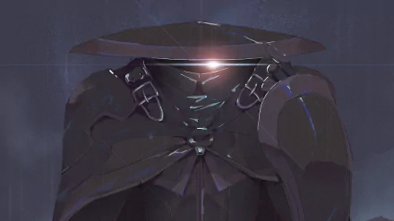 HD PC desktop wallpaper featuring Ozen from the anime Made in Abyss, showcasing her dark, mysterious figure with subtle light reflections.