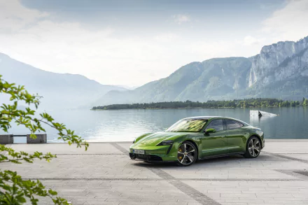 green car car Porsche Taycan Porsche vehicle Porsche Taycan Turbo S HD Desktop Wallpaper | Background Image