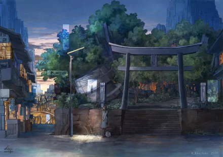 torii Anime shrine HD Desktop Wallpaper | Background Image