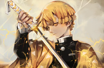 Zenitsu Agatsuma Anime Demon Slayer: Kimetsu no Yaiba HD Desktop Wallpaper | Background Image