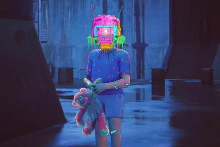  Cyborg Child With An Old Teddy Bear by Nick Sullo