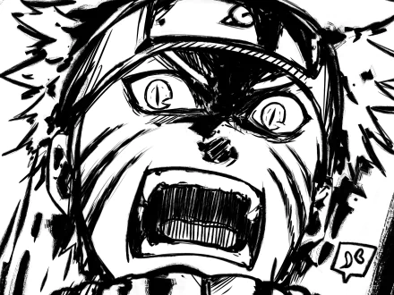 High-definition anime wallpaper featuring a dynamic black-and-white sketch of Naruto Uzumaki from the Naruto series, designed for PC desktop backgrounds.