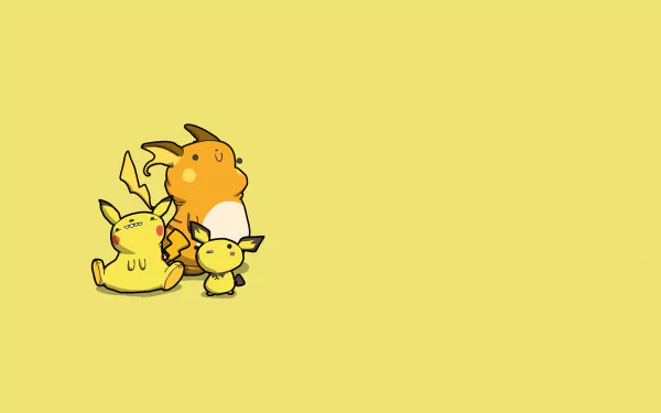 minimalist Pichu (Pokémon) Raichu (Pokémon) Pikachu Anime Pokemon minimalist anime HD Desktop Wallpaper | Background Image