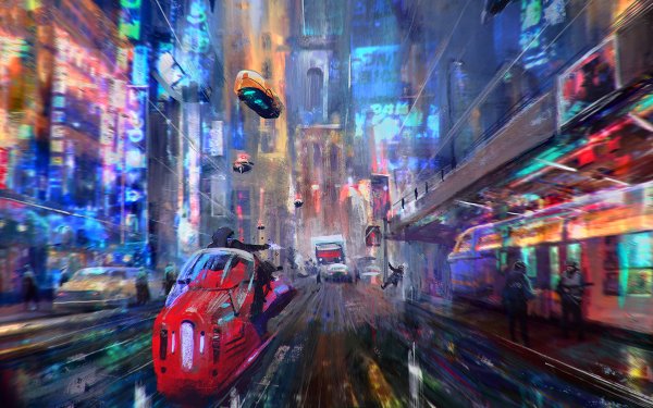 Sci Fi Cyberpunk City Futuristic Vehicle HD Wallpaper | Background Image