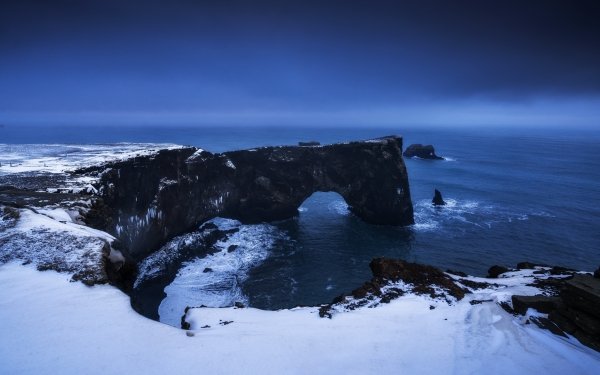 Nature Arch Snow Ocean Horizon Cliff HD Wallpaper | Background Image